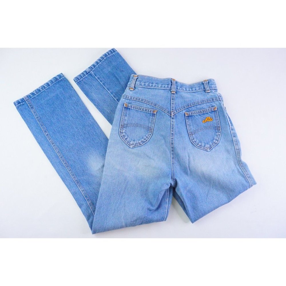 Vintage Chic 80s H.I.S Mom Jeans High Rise Straight Leg Blue 5 Pocket Size 6/7 - Picture 7 of 8